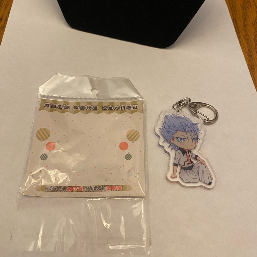 Anime Keychain with Blue-Haired Character